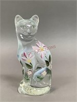 Fenton Opalescent Hand Painted Cat Figurine