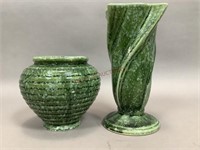Hull USA Green Swirl Vase and Urn-Vase