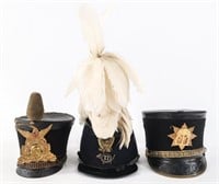 LATE 19th C. US & MILITARY ACADEMY SHAKO LOT OF 3