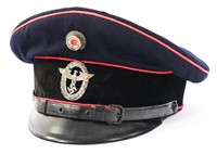 WWII GERMAN FIRE POLICE NCO VISOR CAP