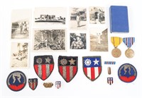 WWII US CBI PATCHES / PINS / PHOTOS & MEDAL LOT