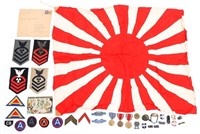 WWII US & JAPANESE FLAG / MEDAL & RIBBON LOT