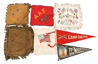 WWI US ARMY AEF PILLOW SHAM & PENNANT FLAGS