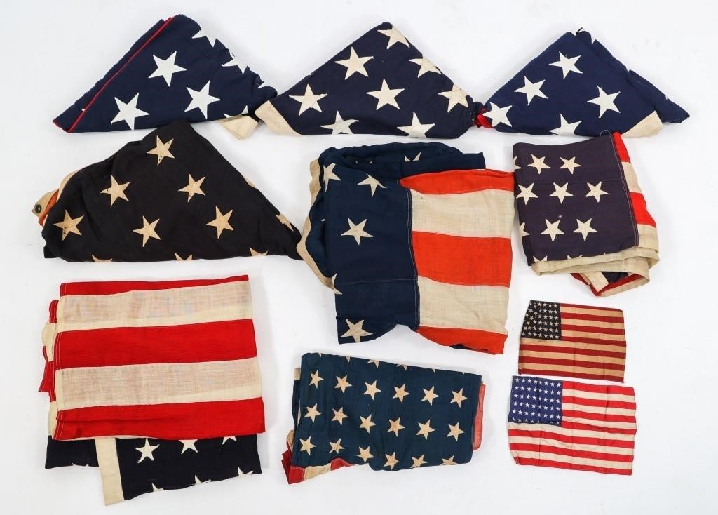 WWII 48 STAR AMERICAN FLAG LOT OF 10