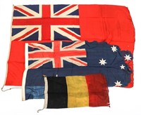WWI - WWII AUSTRALIAN / BELGIAN & UK FLAG LOT OF 3
