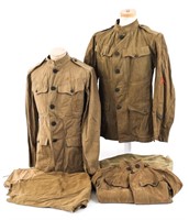 WWI US AEF SUMMER TUNICS & BREECHES LOT OF 6