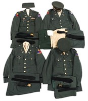 COLD WAR US ARMY GREEN SERVICE UNIFORM LOT OF 4