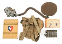 WWI - WWII US ARMY GAS MASK - NCO VISOR & BOOKS