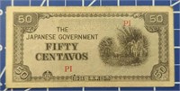 50 centavos Japanese government bank note