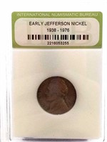 Slabbed early Jefferson nickel