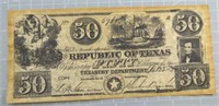 Republic of Texas $50 treasury department