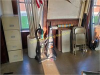4 Folding Tables, 5 Folding Chairs, 2 Sweepers,