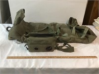 EQUIPMENT DUFFLE BAG AND VIETNAM ARMY  FIELD PHONE