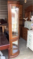 Corner display cabinet with glass shelves