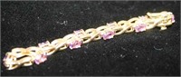 14 K Yellow Gold Ladies Bracelet w/ Purple Stone