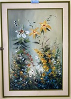 CONTEMPORARY OIL ON CANVAS OF FLOWERS