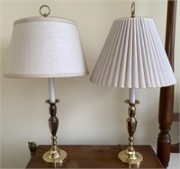 3 BRASS TABLE LAMPS & LARGE LAMP