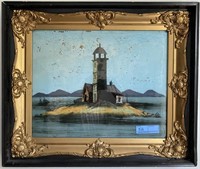 ANTIQUE REVERSE PAINTING IN FRAME