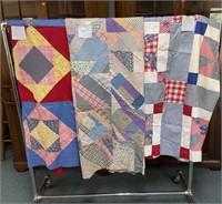 3 Vintage Hand Sewn Quilt Toppers Lot 1*