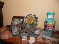 Colorful Indian Vase, Clock, Misc Figurines