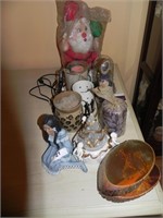 Lot with Dome Clock, Music Box, Candle Warmer,