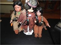 3 Porcelain Indian Dolls