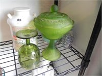 Green Compote & Misc Glass