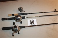 Zebco Reels, Two Rods, Shakespeare Rod