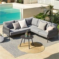 EAST OAK Outdoor Furniture Corner Sofa Set w/Table