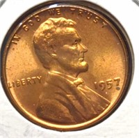 Uncirculated 1957 Lincoln wheat penny