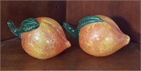 Two Zimmerman Peach Art Glass Paperweights