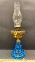 Amber & Blue Glass Composite Oil Lamp (22" full