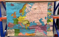 Vintage pull down map of Europe 1914 (55" x