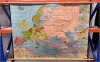 Old pull-down map of Europe 1815. NO SHIPPING