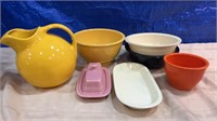 Fiesta pitcher bowls and butter dish group