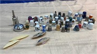 Group of miscellaneous thimbles and sewing goods