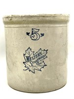Five Gallon Western Stoneware Co. Crock 12.75”