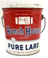 Vintage Ranch House Lard Salina Kansas Tin 6.5”
