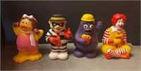 4 Rubber Character Coin Banks 7” Tall
