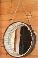 Porthole Style Wine Cork Wall Mirror w/Rope 15.75