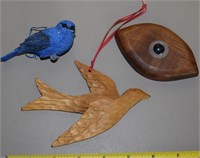 (3) Home Decor pcs w/ Flying Carved Bird Bluebird+