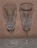 2 Waterford Crystal Lismore 7 3/8 Champagne Flutes