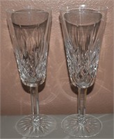 2 Waterford Crystal Lismore 7 3/8 Champagne Flutes