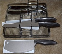 Stainless Rack w/ Cambridge Knives + Cutlery Pcs
