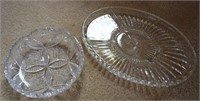 (2) Glass Pcs w/ Antique Cut Glass Bowl + Serving