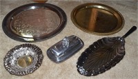 Metalware Lot: Art Nouveau Repousse Bowl +Platters