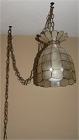 Vtg Hanging Swag Lamp Mother of Pearl Panels