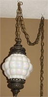 Vintage Hanging Iridescent Milk Swag Glass Lamp