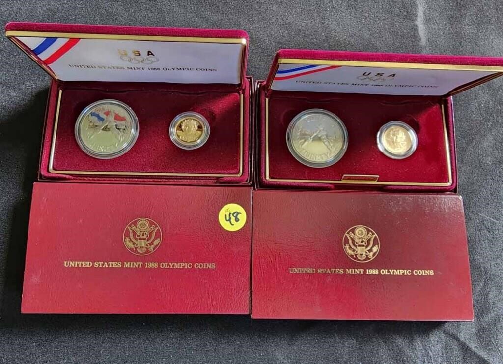 TWO 1988 OLYMPIC COMMEMORATIVE PROOF/UNCIRCULATED