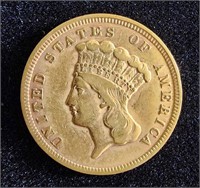 1854 $3 INDIAN PRINCESS HEAD GOLD COIN
